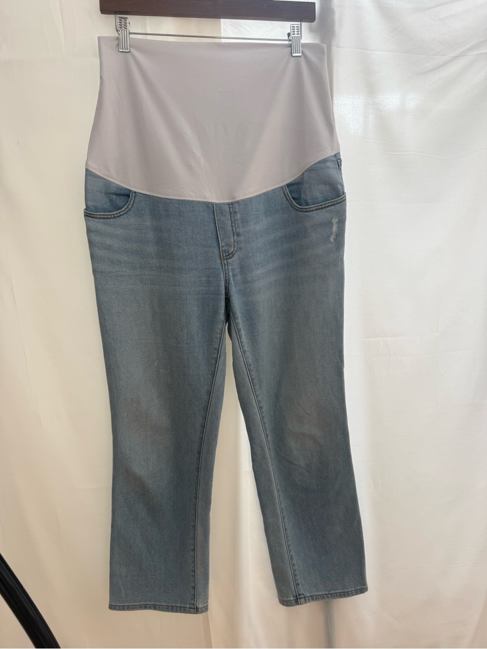 Hatch Light Wash Denim Maternity Jeans with White Over the Belly Panel
